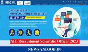 NIC Recruitment Scientific Officer 2023