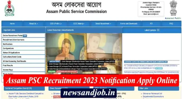 Assam PSC Recruitment 2023 Notification Apply Online