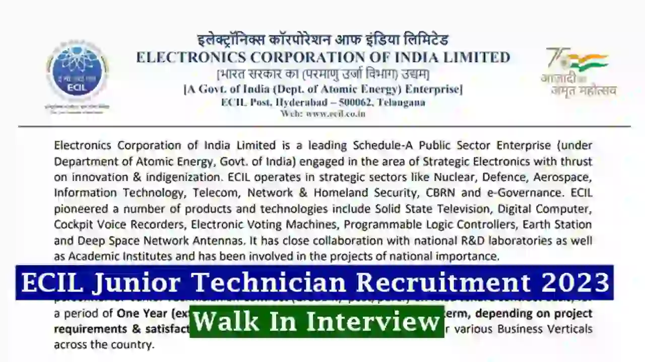 ECIL Junior Technician Recruitment 2023 - Interview